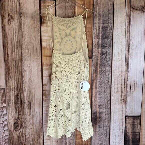 STAUD Dress Mini Whimsy Crochet Timeless Cottagecore Boho Romantic XS/S NWT - Picture 2 of 13